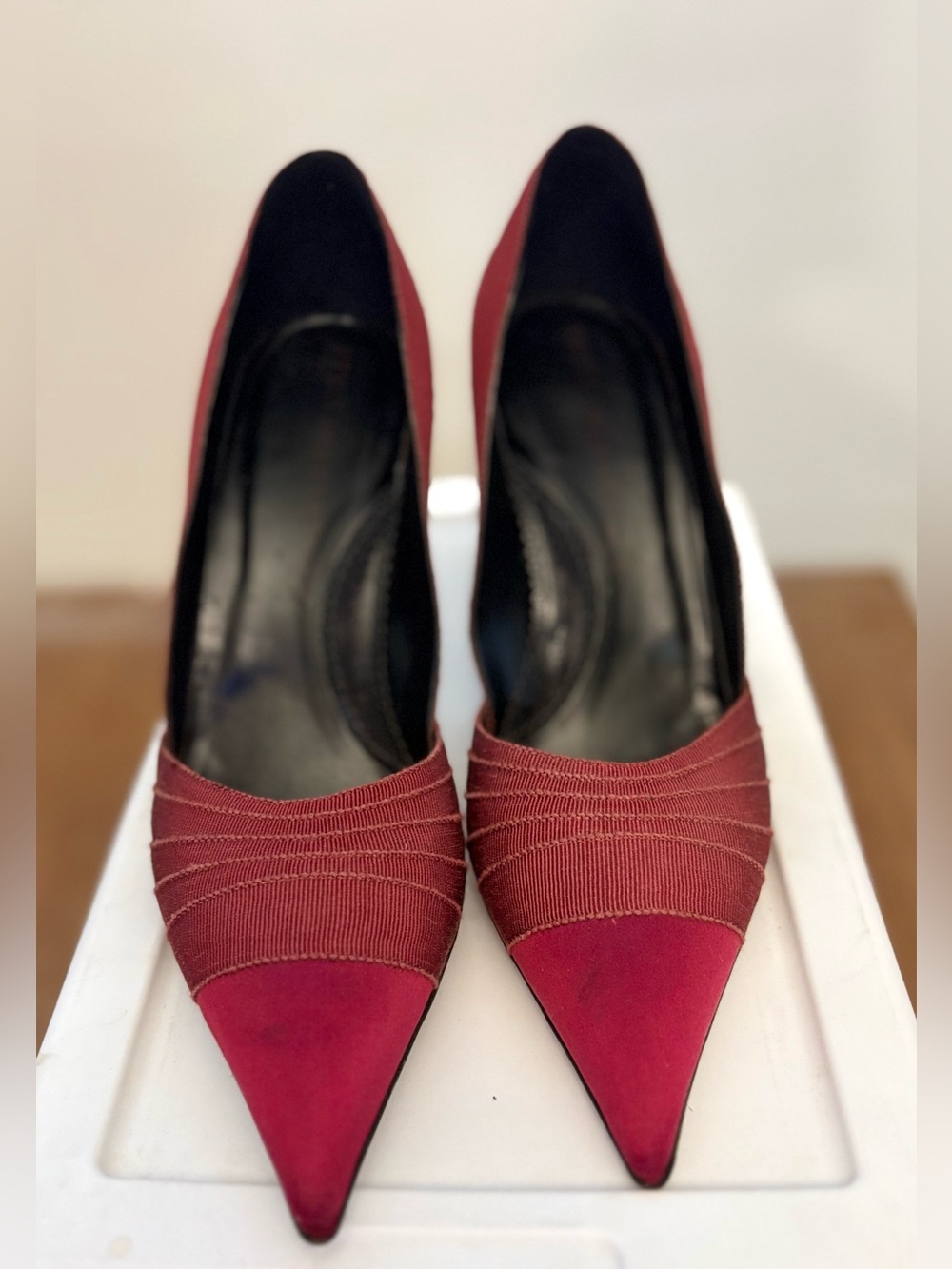 Stella McCartney Women's Pointed Toe Red wine Ribbon Pumps size 37.5